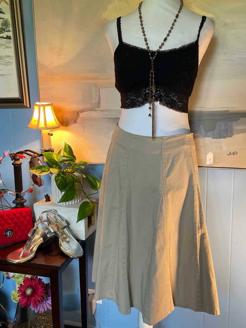 Relativity A-Line Skirt in Khaki Tan